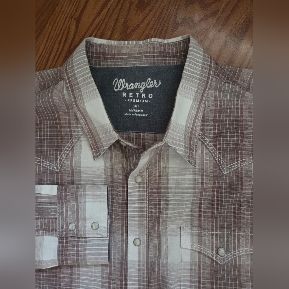 Wrangler Retro Nwot Pearl Snaps‎ Long Sleeve Shirt 3xLT